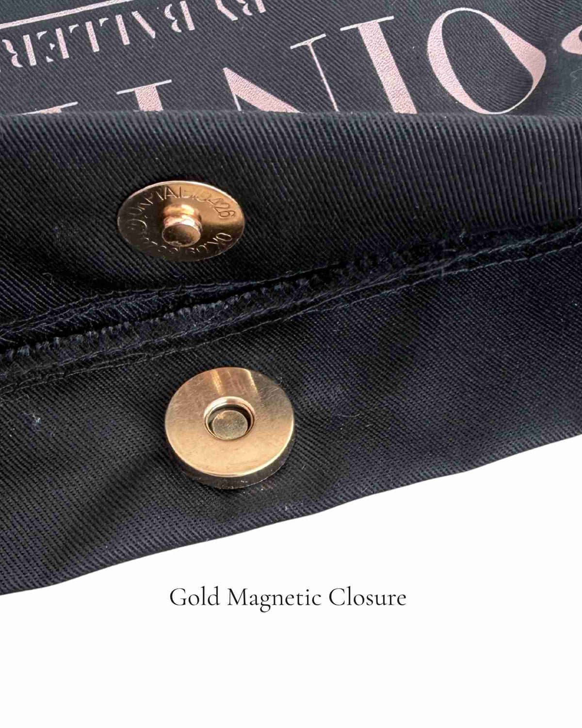 Gold magnetic closure on Black Classic Pointe Shoe Bag — PointeBag By Ballerina