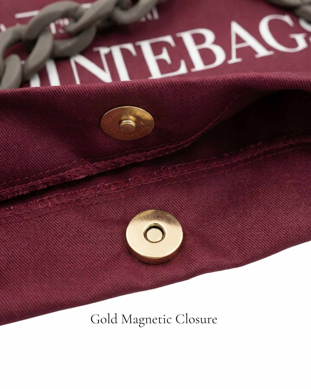 Gold magnetic closure on Burgundy Classic Pointe Shoe Bag — PointeBag By Ballerina