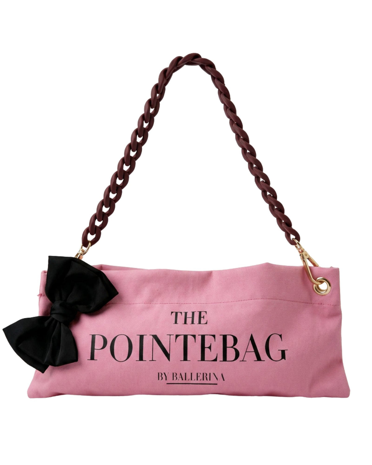 Pink Classic Pointe Shoe Bag with decorative chain strap — scented ballet bag by PointeBag By Ballerina