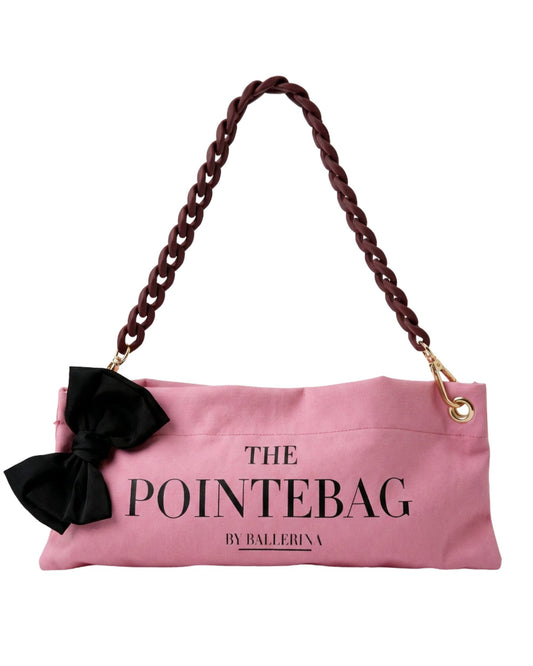 Pink Classic Pointe Shoe Bag with decorative chain strap — scented ballet bag by PointeBag By Ballerina