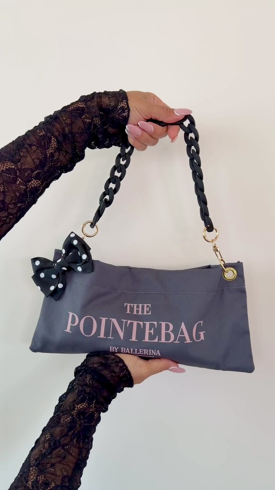 Video of the Dark Grey polka edit pointe shoe bag from The Polka Edit – premium ballet bag by PointeBag By Ballerina
